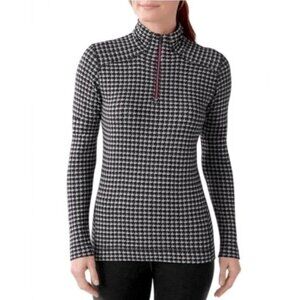 SmartWool Houndstooth Pattern 250 Base Layer Pullover 1/4 Zip Merino Wool Small